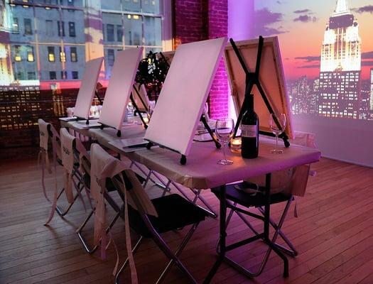 Paint and Sip Experience set up