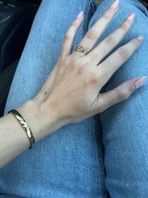 Hammered gold vermeil bracelet cuff and gold vermeil and sterling silver stacking rings