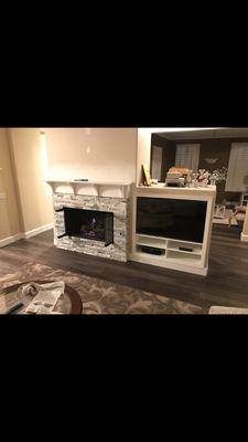 Custom-built TV cabinet fireplace