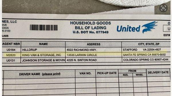 What? The same address from their website is the same address as who was hired to relocate? But I thought they didn't do military moves?