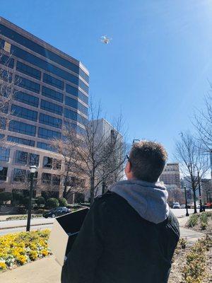 Shayne Pruitt with Atlanta Business Video capturing drone videography and photography for Colliers International.