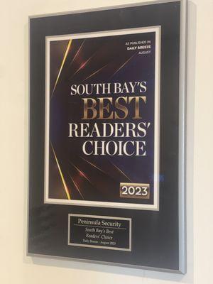 Voted South Bays Best Electronic Security Provider!