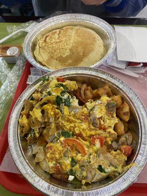 Vegetable Omelette Platter and Pancakes