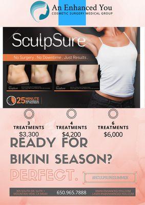 Get ready for bikini season! Melt up to 24% of fat in just 25 minutes! #SculpSureSummer