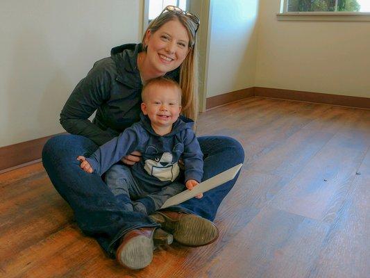 Dr. Liz and her son Winston at the clinic. We are proud to be a local, family owned and operated full-service pet hospital.