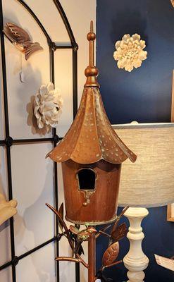 copper birdhouse garden decor