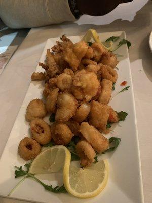 Fried shrimp and calamari special in a sweet chili sauce