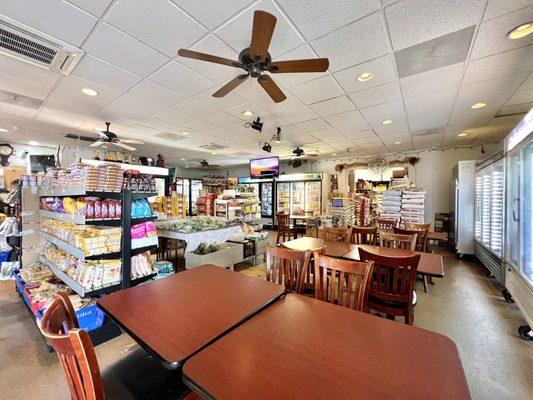 One of the dining areas. Tables are placed through this hybrid restaurant/grocery store.