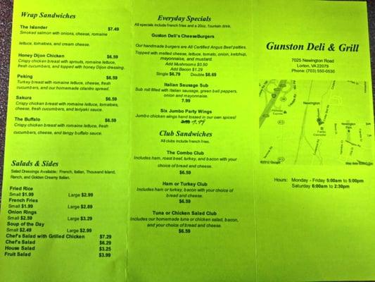 front of menu