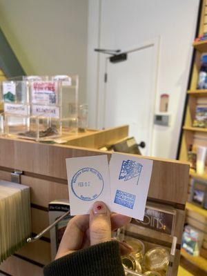 free stamps at the gift shop