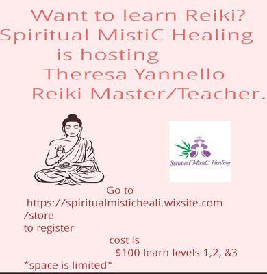 Reiki Classes! Registration closes September 18. Payment due first day of class