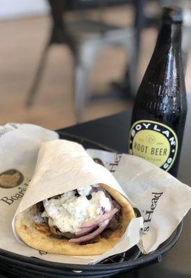 With meat shaved from a cone and our house tzatziki sauce, you can't go wrong with our Gyro!