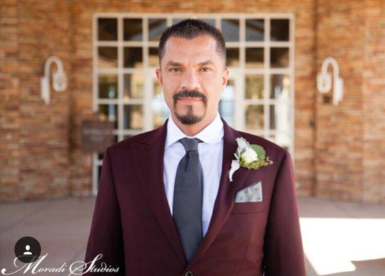 Marlon on his wedding day in a custom Vitale Barberis Canonico from The Clothing Coach like.