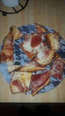 Really disappointed right now. Ordered dinner for my husband and I, and these are "pieces" from our pizza...