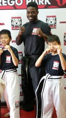 My boys and Joshu Blade after receiving their high white belt