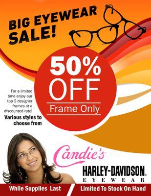 Castle Eye Center has a great sale on Candies's and Harley-Davidson frames for a limited time only. Call for more details (209) 381-2020.