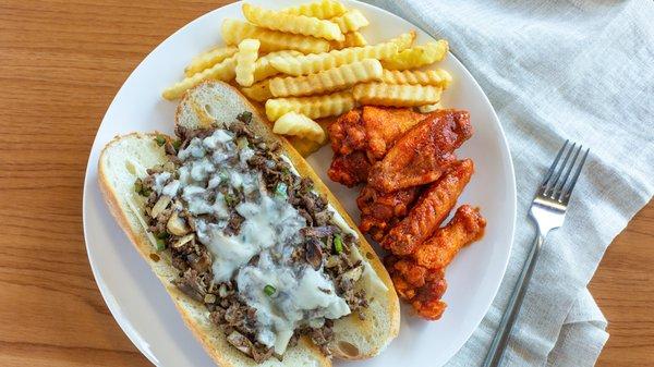 Philly steak & Wings Combo