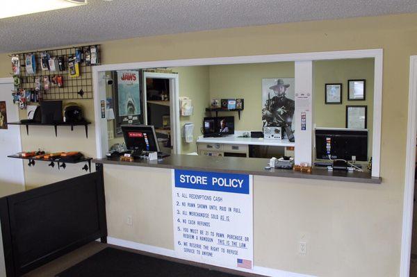 Front counter at Welsh Pawn Shop Skidaway Road Savannah, GA 31404.