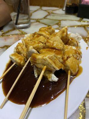 Teriyaki chicken skewer