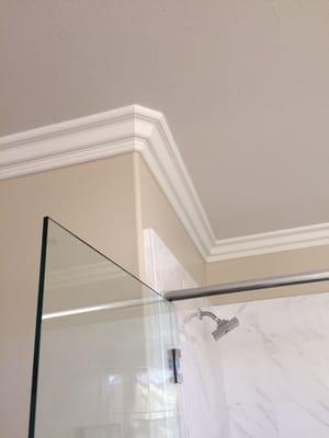 Crown Molding completely sealed so you can enjoy it even in the master shower area