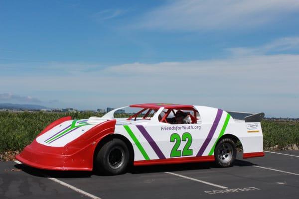 Thanks to an in-kind donation, Friends For Youth has its own race car! Come watch the race July 9th at 5pm at the Petaluma Speedway!