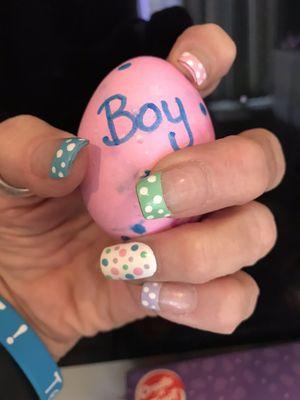 Nails by John My Son and Daughter in law - baby reveal.  "It's a boy!"