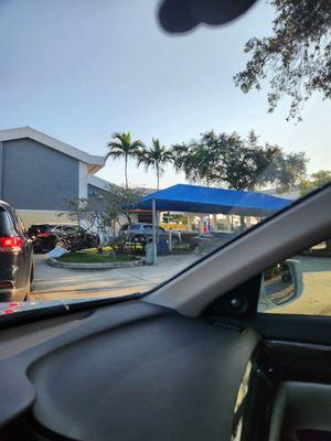 Dunkin drive thru plus Sunoco gas station plus hand car wash