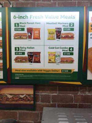 Great deals going on with out Fresh Value Meals. Pick out a six inch, get a small meal for only $7.88!