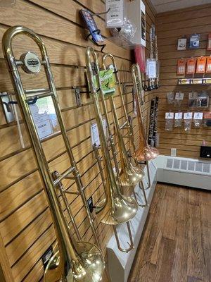 Brass instruments and accessories.