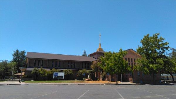 This is what the church looks like, overall, from the parking lot.