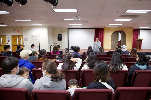 Pastor Donny Cho speaking to the Cherry Hill congregation