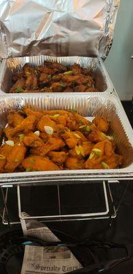 Buffalo wings and sweet teriyaki