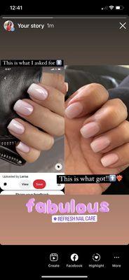 What I asked for and what I got! Love Refresh Nails!