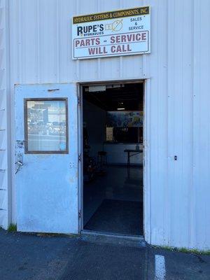 Front Entrance of the Parts department- where you enter to drop off, pick up, etc.