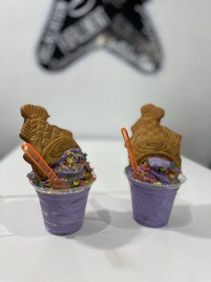 Taiyaki with ube soft serve