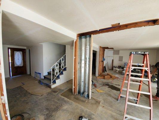 Install new interior shear wall in Laguna Hills