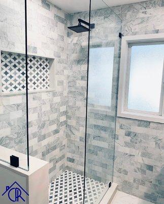 Contemporary Shower Stall with Niche