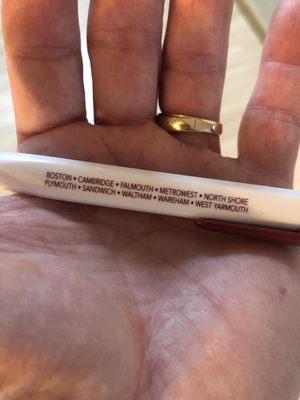 Free pen with locations on it