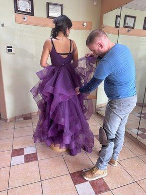 Alterations of a prom dress