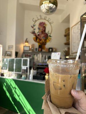 Iced Panela Latte with Oat milk is soooooo good!