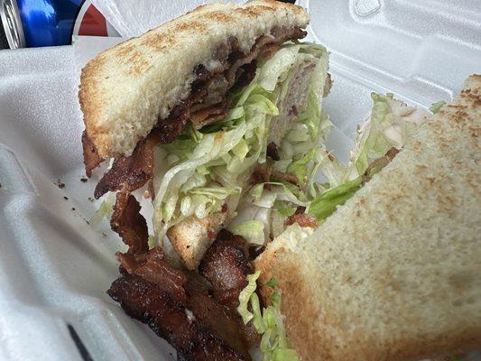 Turkey club! Triple decker sliced thin boars head turkey /and perfectly cooked bacon! YUMO