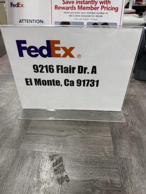 There's a Fedex Drop-Off in the printing area, however, they don't take items with batteries so you have to go to the El Monte Fedex