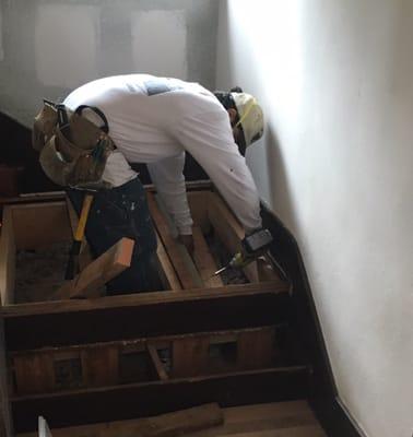 Repairing white oak stairs from 1905