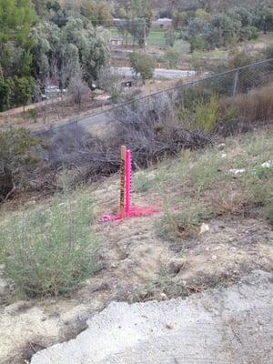 A marker that had to be placed up the side of a hill.