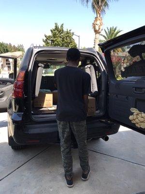 Bread, bagels & pastries are being loaded for delivery to Modesto Gospel mission.