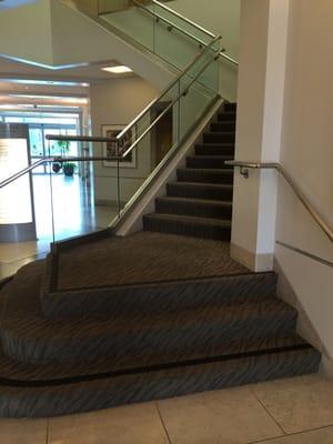 Go up stairs to get to office