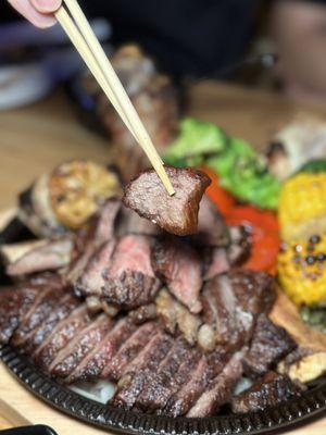 The asado plate came with chimichurri and steak sauce