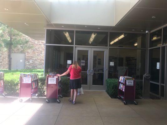 Entrance to our bookstore is just to the left of the library entrance.