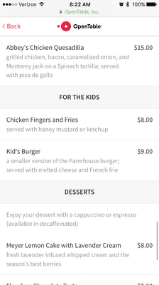 This section of the menu no longer exists and needs to be updated on all online menu services.