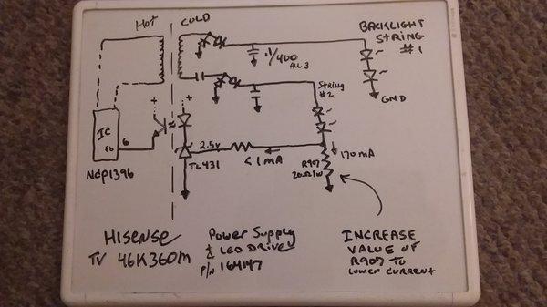 Example of how to protect backlight from premature failure on a Hisense TV.  I recommend all NESDA members do this to all makes and models.